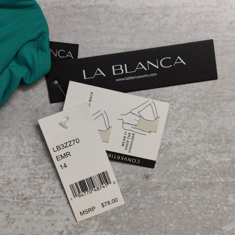 La Blanca Emerald Green Island Goddess Underwire Twist Front Bra Top Size 14 New - Picture 10 of 11